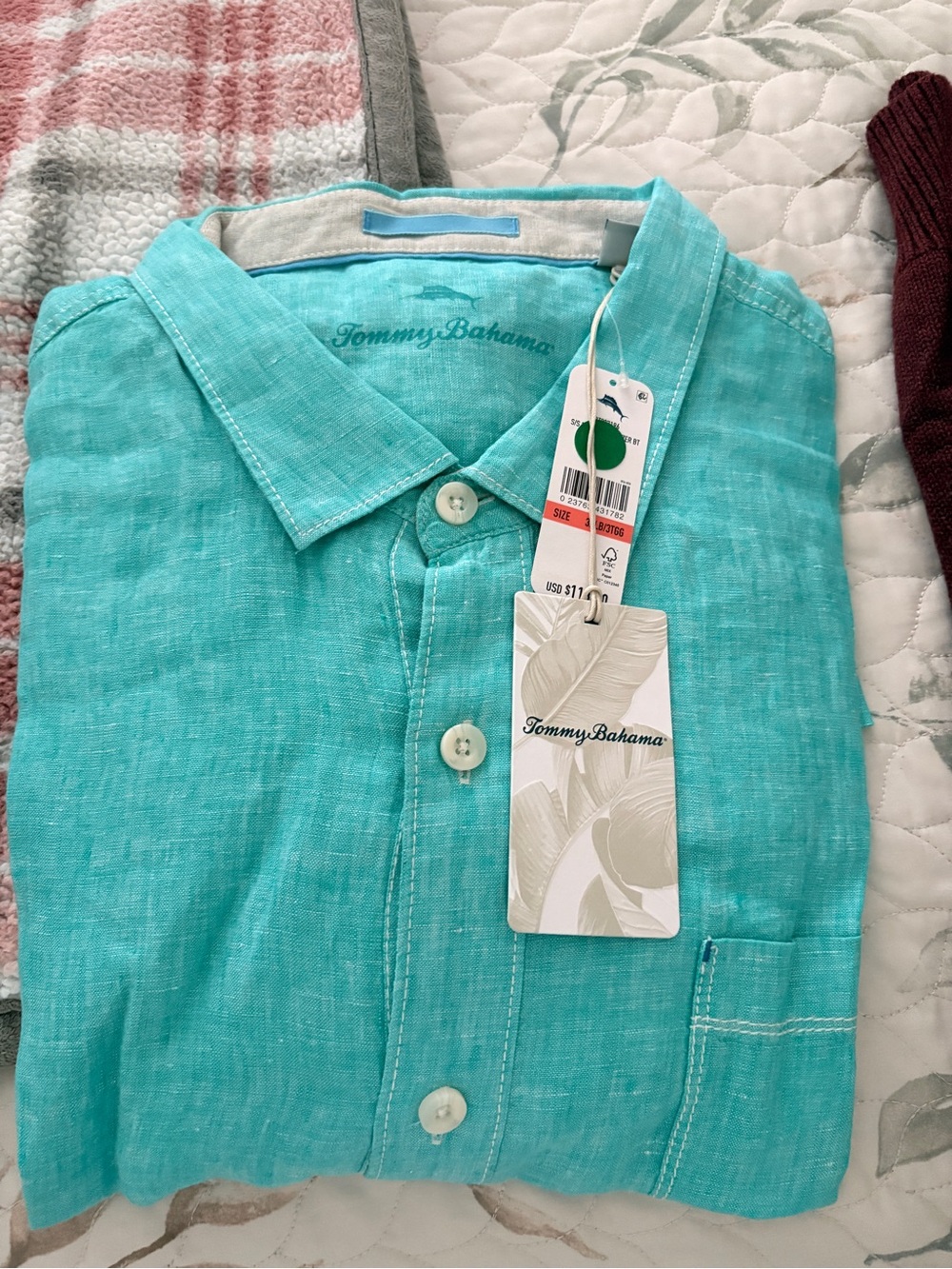 Tommy Bahama Linen Shirt in Aqua